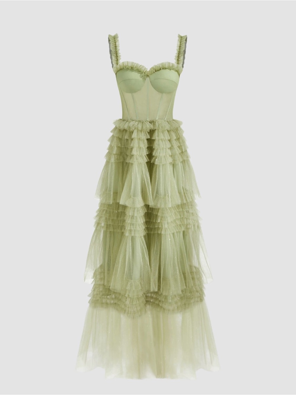 Cider Light Green Sheer Tulle Dress